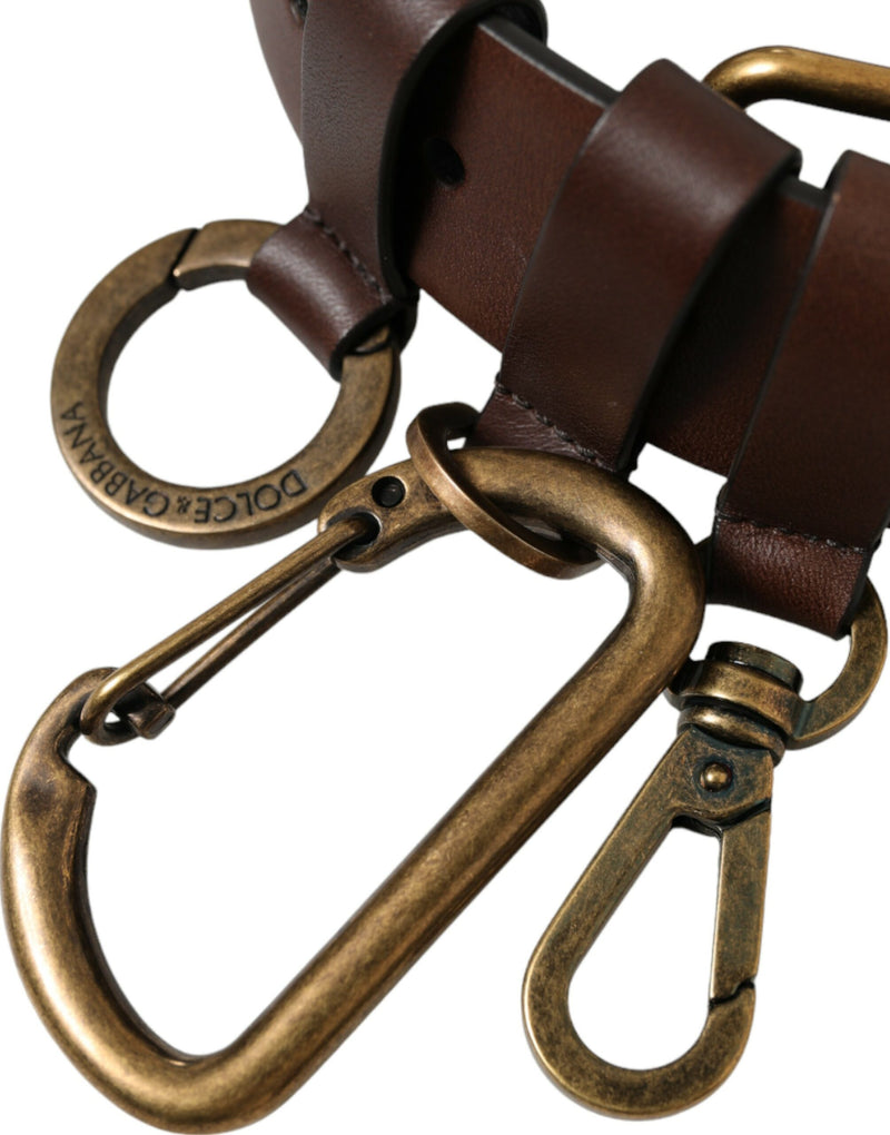 Dolce &amp; Gabbana Bruine Kalfsleren Riem met Gouden Metalen Gesp