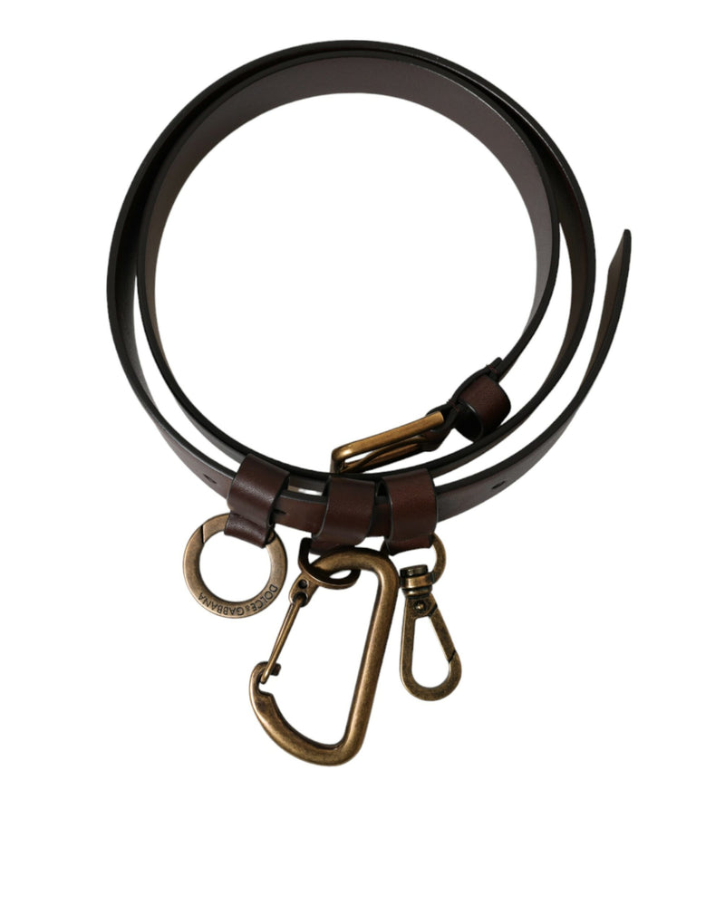 Dolce &amp; Gabbana Bruine Kalfsleren Riem met Gouden Metalen Gesp