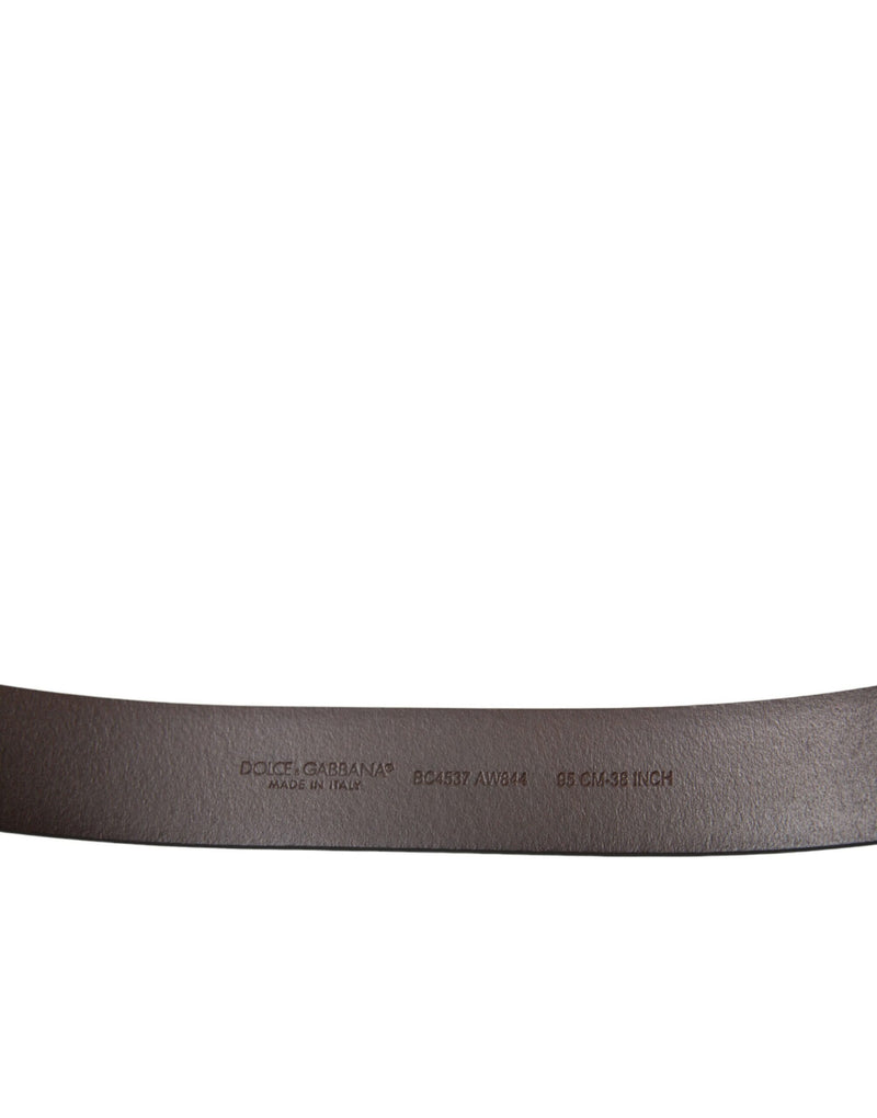 Dolce &amp; Gabbana Bruine Kalfsleren Riem met Gouden Metalen Gesp