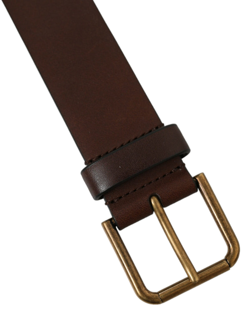 Dolce &amp; Gabbana Bruine Kalfsleren Riem met Gouden Metalen Gesp