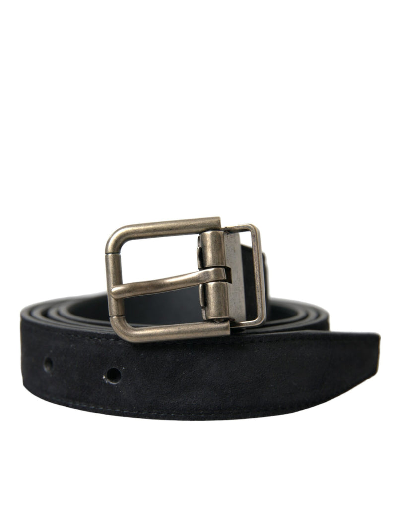 Dolce &amp; Gabbana Zwarte Geitenleren Antieke Metalen Gesp Riem