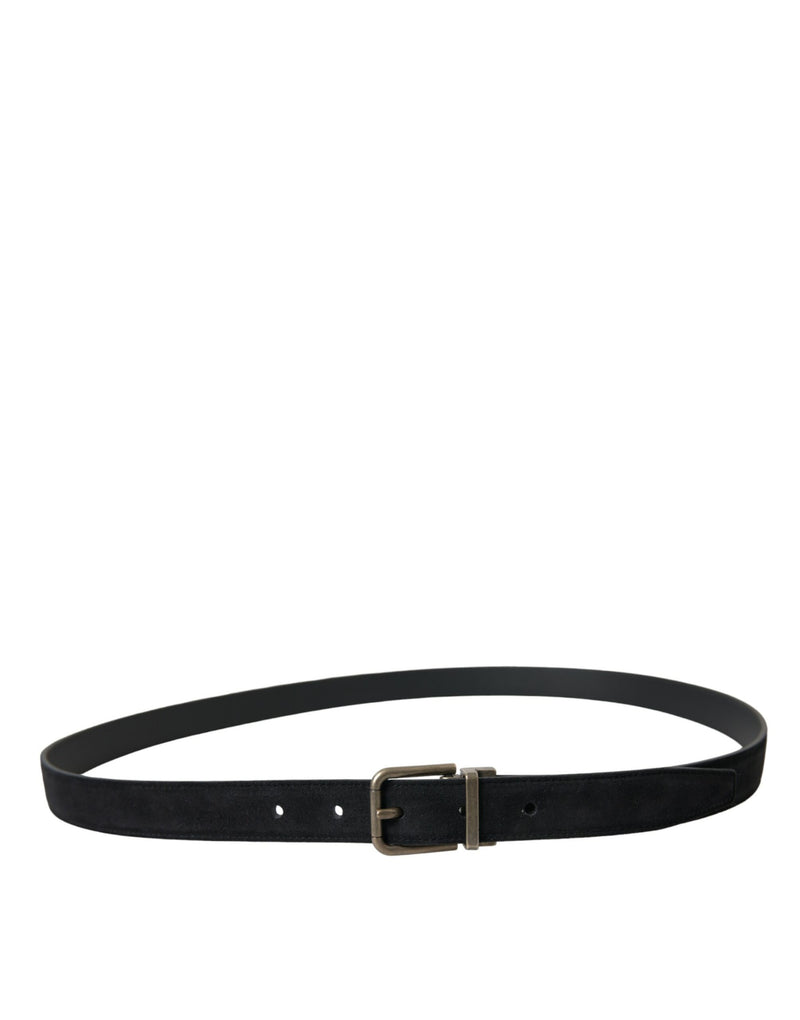 Dolce &amp; Gabbana Zwarte Geitenleren Antieke Metalen Gesp Riem