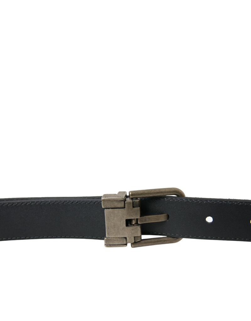 Dolce &amp; Gabbana Zwarte Geitenleren Antieke Metalen Gesp Riem