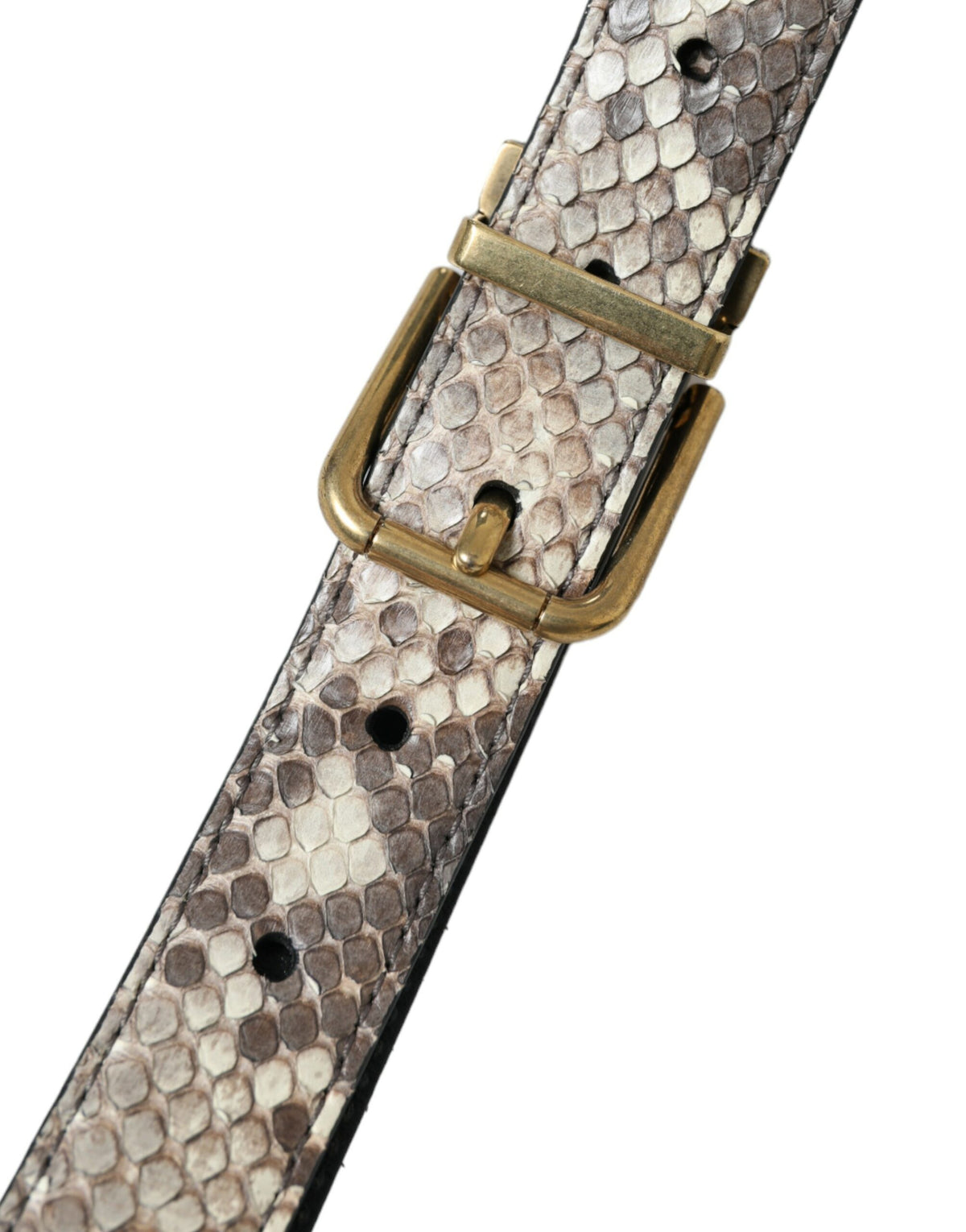 Ceinture Dolce &amp; Gabbana en cuir de python marron avec boucle en métal doré