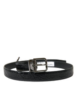 Ceinture Dolce &amp; Gabbana en cuir noir avec boucle en métal argenté