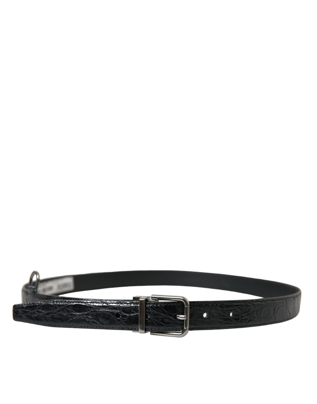 Ceinture Dolce &amp; Gabbana en cuir noir avec boucle en métal argenté