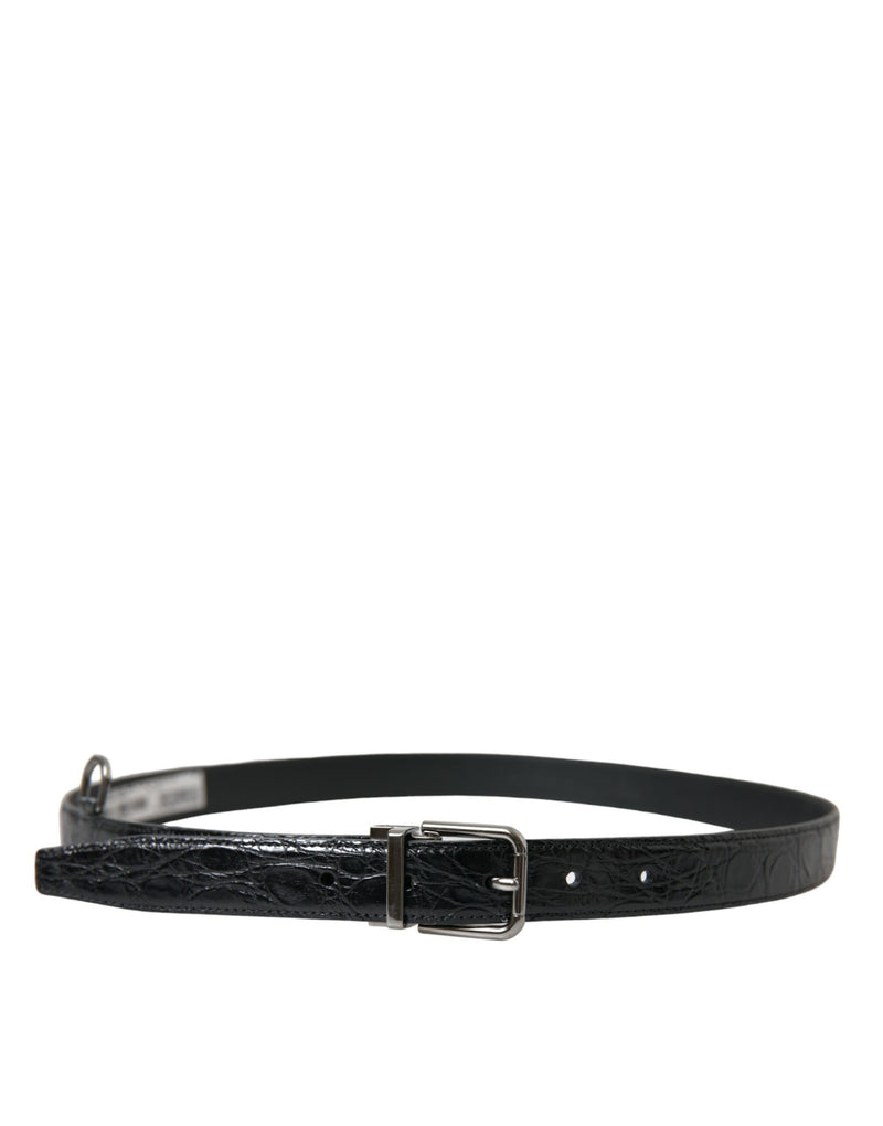 Dolce &amp; Gabbana Zwarte Leren Zilveren Metalen Gesp Riem