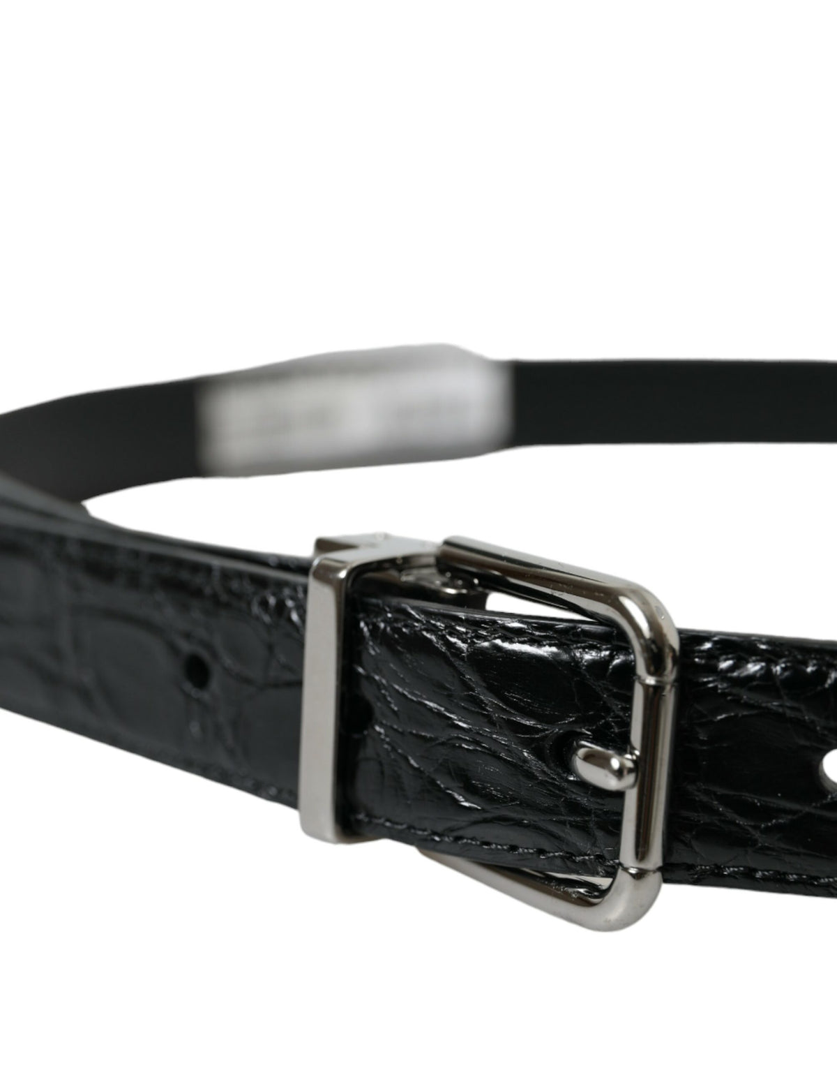 Ceinture Dolce &amp; Gabbana en cuir noir avec boucle en métal argenté