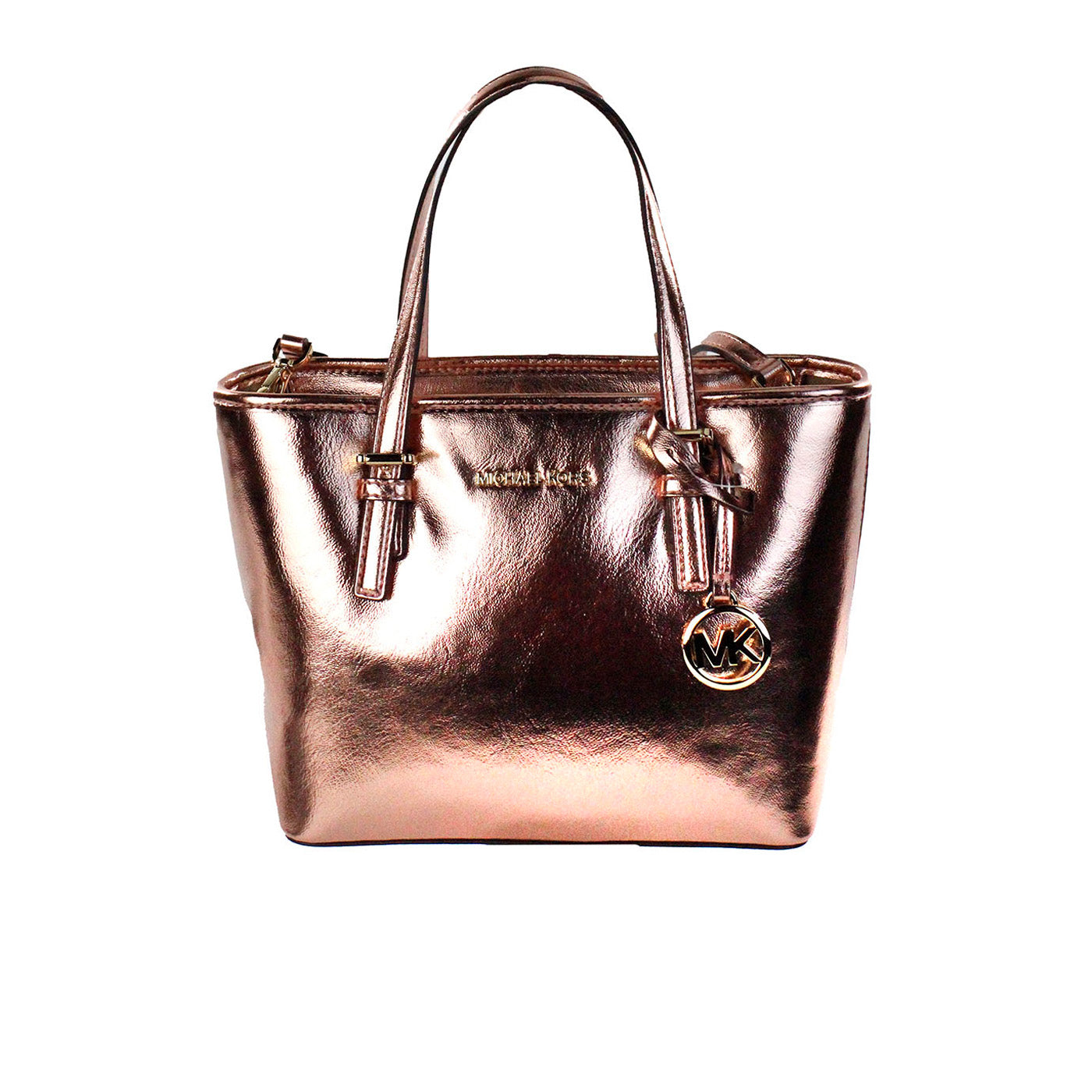 Michael Kors Jet Set Primrose Metallic XS Carryall Top Zip Tote Bag Handtas