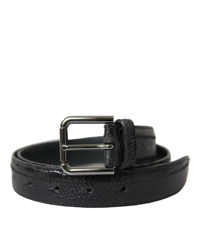 Dolce &amp; Gabbana Zwarte Exotische Lederen Zilveren Metalen Gesp Riem