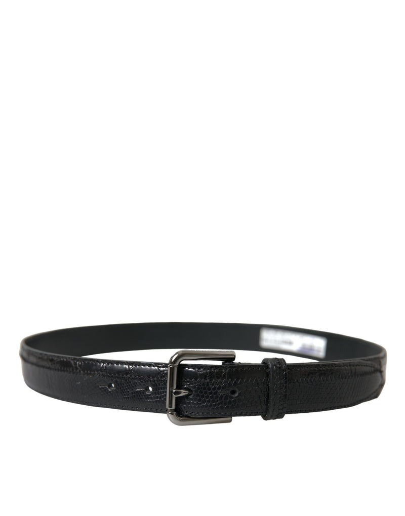 Dolce &amp; Gabbana Zwarte Exotische Lederen Zilveren Metalen Gesp Riem