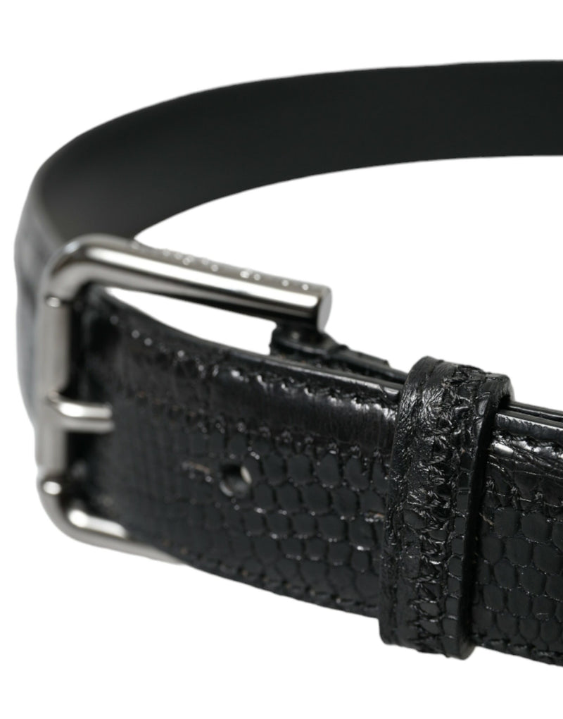 Dolce &amp; Gabbana Zwarte Exotische Lederen Zilveren Metalen Gesp Riem