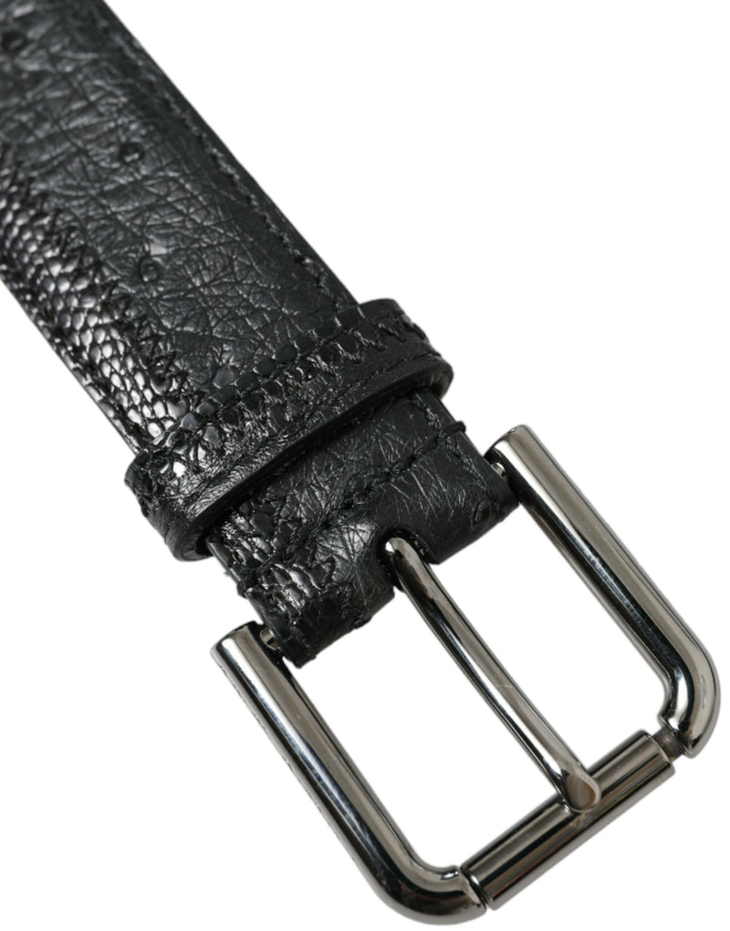 Dolce &amp; Gabbana Zwarte Exotische Lederen Zilveren Metalen Gesp Riem
