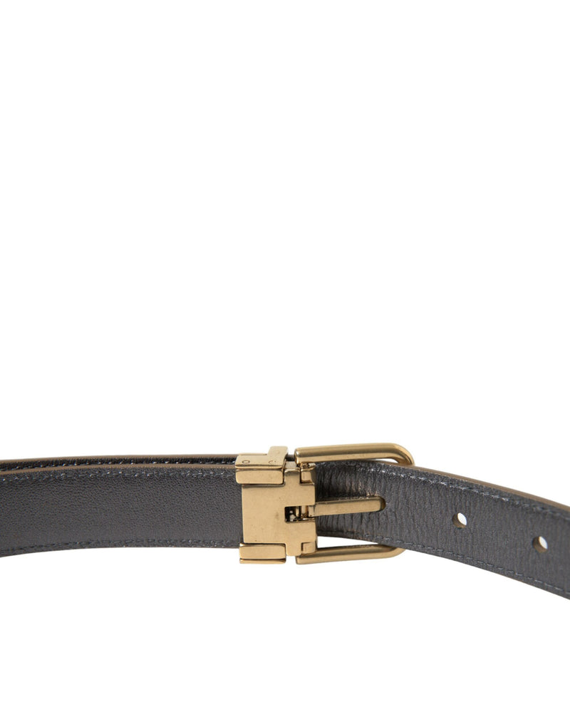 Dolce &amp; Gabbana Metallic Gold Kalfsleren Riem met Metalen Gesp