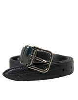Ceinture Dolce &amp; Gabbana en cuir noir avec boucle en métal argenté