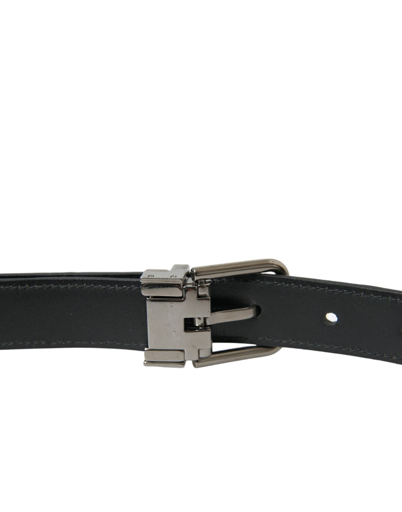 Dolce &amp; Gabbana Zwarte Leren Zilveren Metalen Gesp Riem