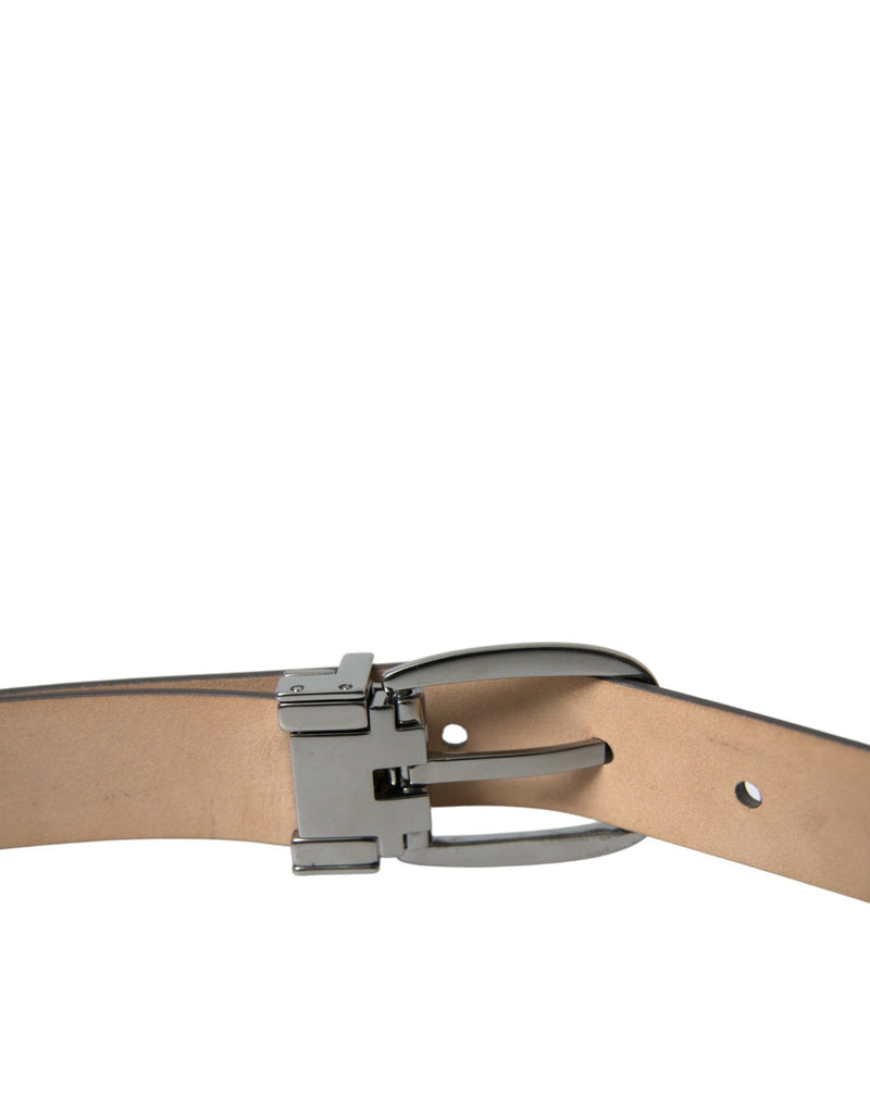 Dolce &amp; Gabbana donkerbruine leren riem met zilveren metalen gesp