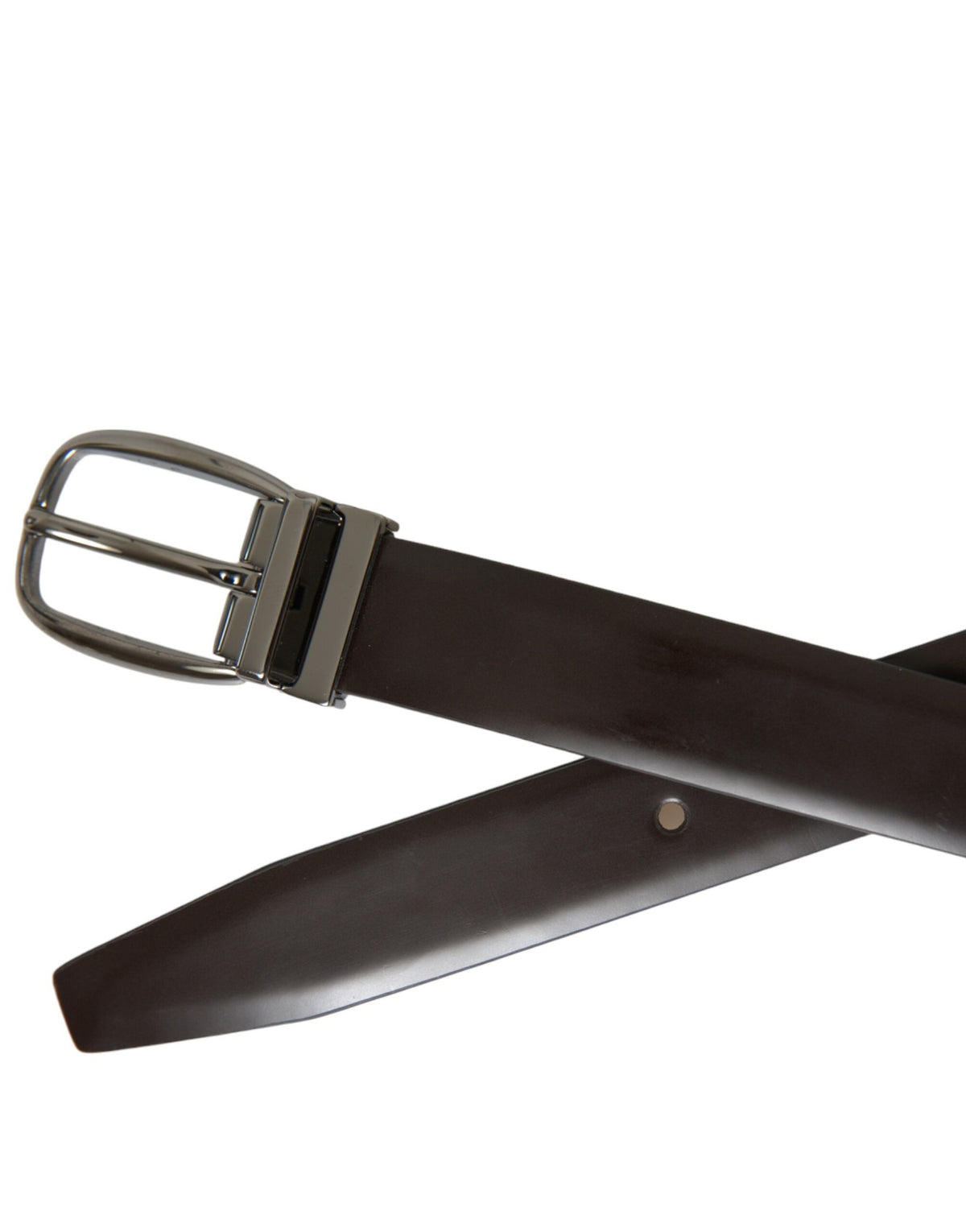 Ceinture Dolce &amp; Gabbana en cuir marron foncé avec boucle en métal argenté