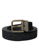 Ceinture Dolce &amp; Gabbana en daim noir avec boucle en métal doré