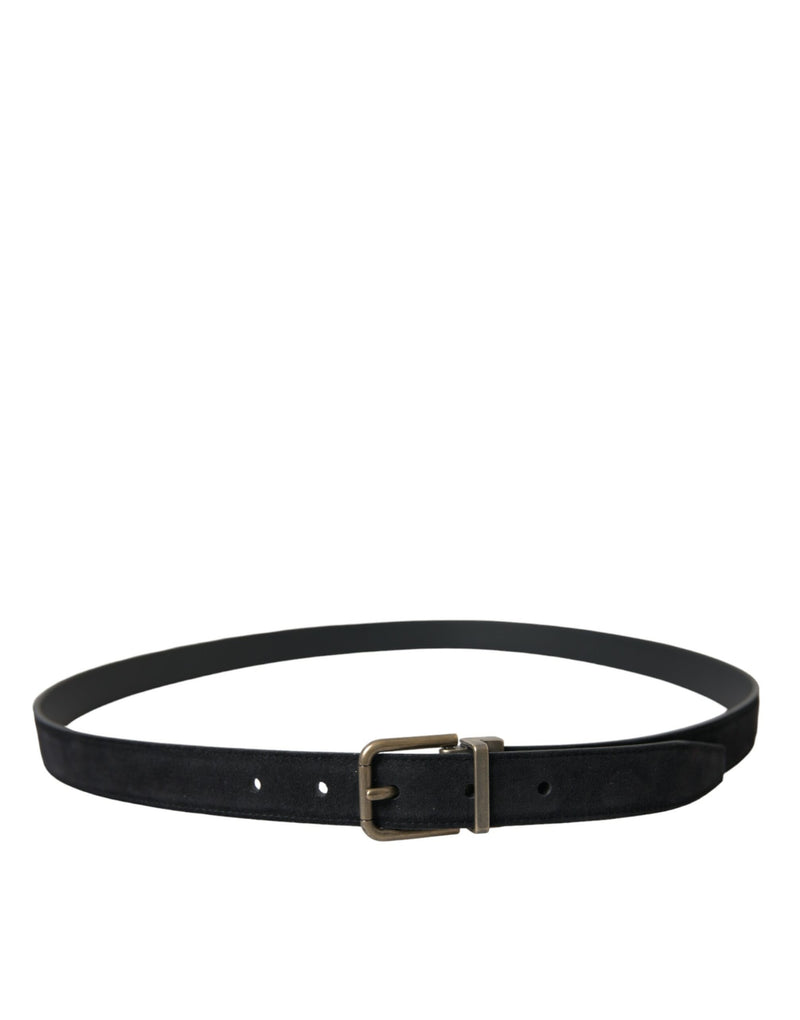 Dolce &amp; Gabbana zwarte suède riem met gouden metalen gesp