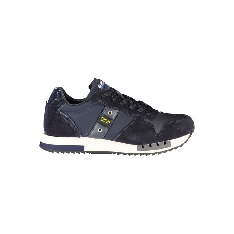 Blauer, baskets de sport bleu à lacets contrastants