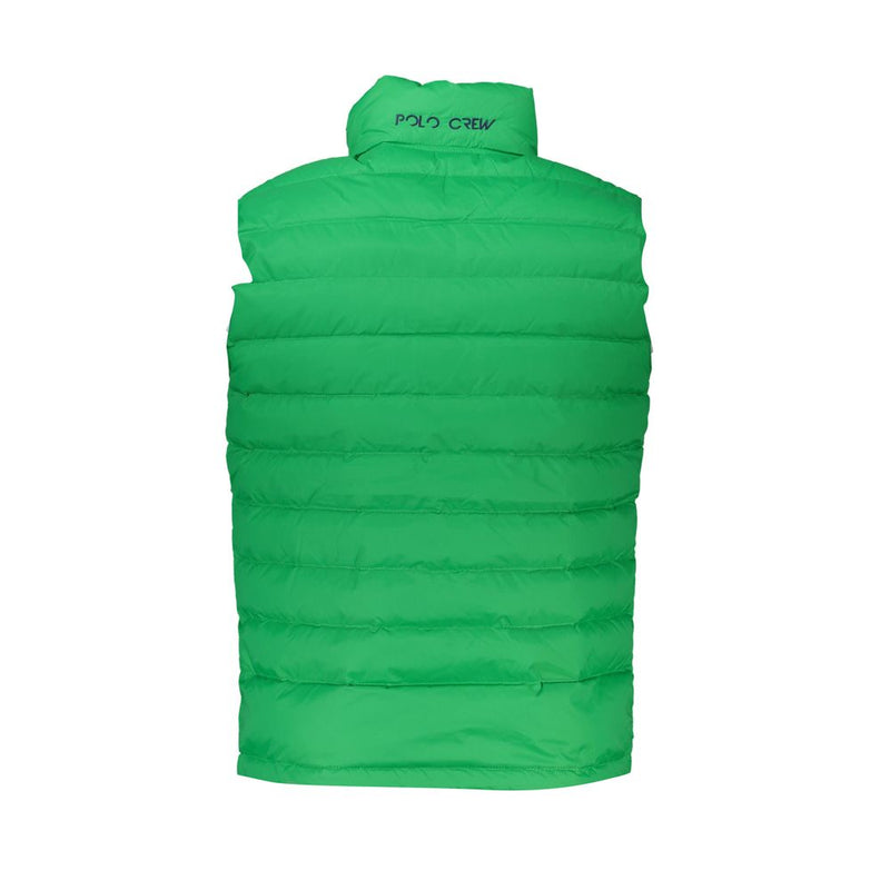 La Martina strakke, mouwloze groene jas met borduursel