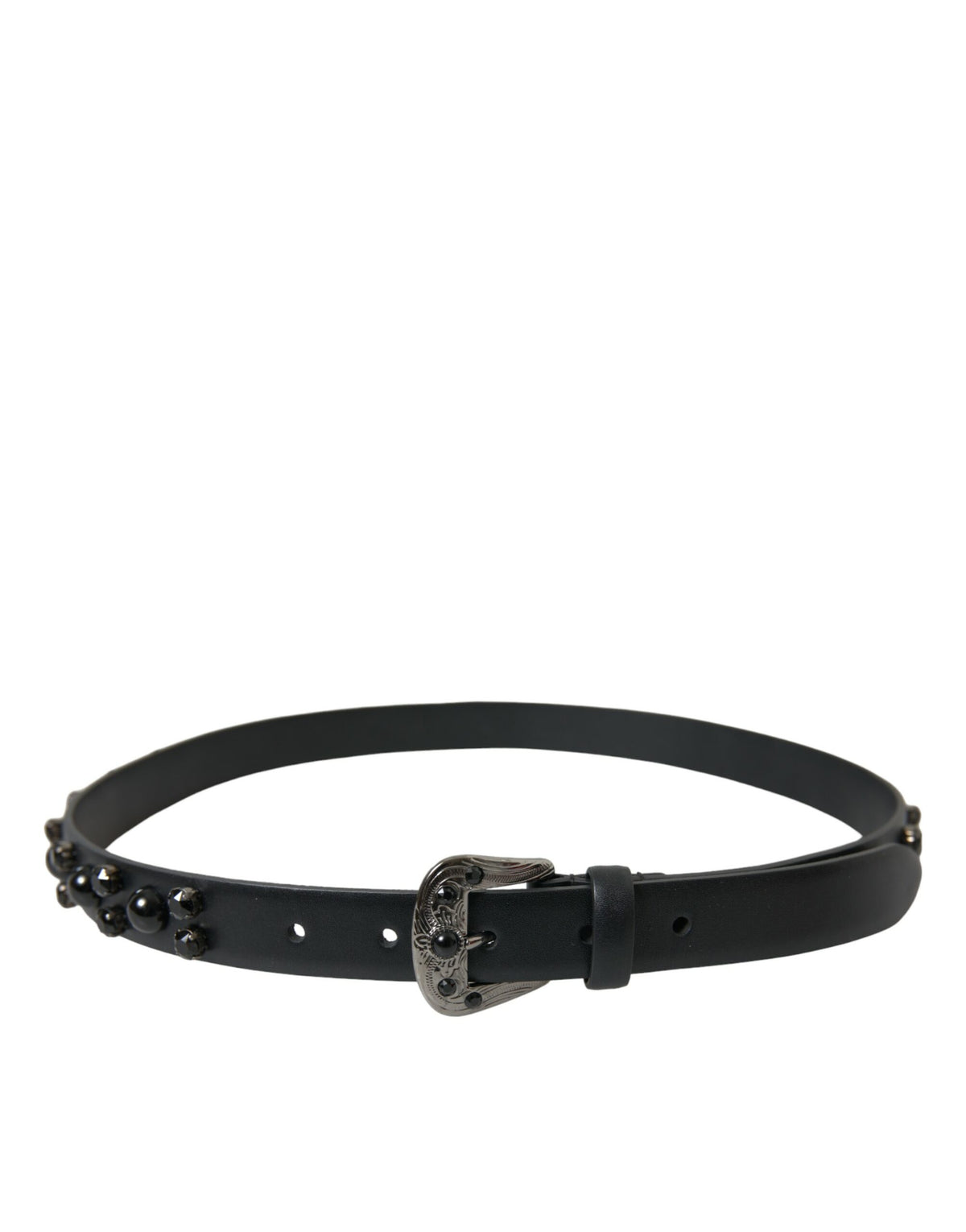Dolce & Gabbana Ceinture en Cuir Noir avec Boucle Gravée