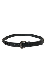 Dolce & Gabbana Ceinture en Cuir Noir avec Boucle Gravée
