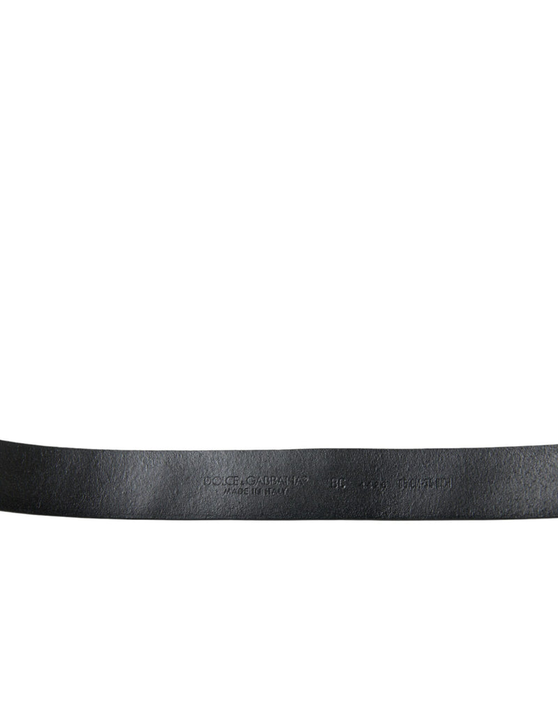 Dolce & Gabbana Ceinture en Cuir Noir avec Boucle Gravée