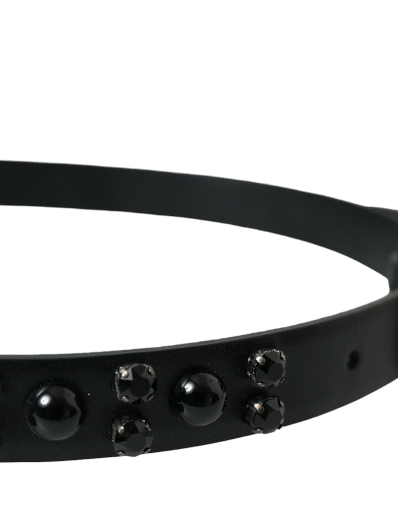 Dolce & Gabbana Ceinture en Cuir Noir avec Boucle Gravée