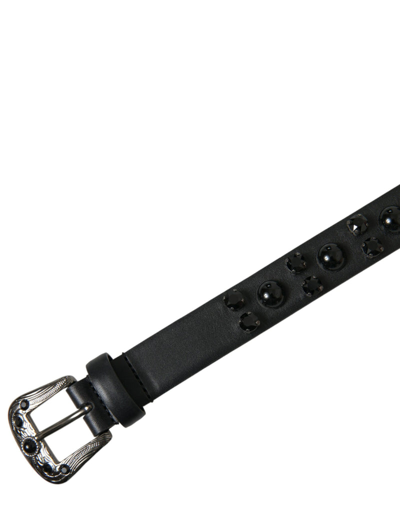 Dolce & Gabbana Ceinture en Cuir Noir avec Boucle Gravée