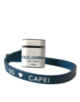 Dolce & Gabbana Étui Airpods en Cuir de Veau Blanc et Bleu