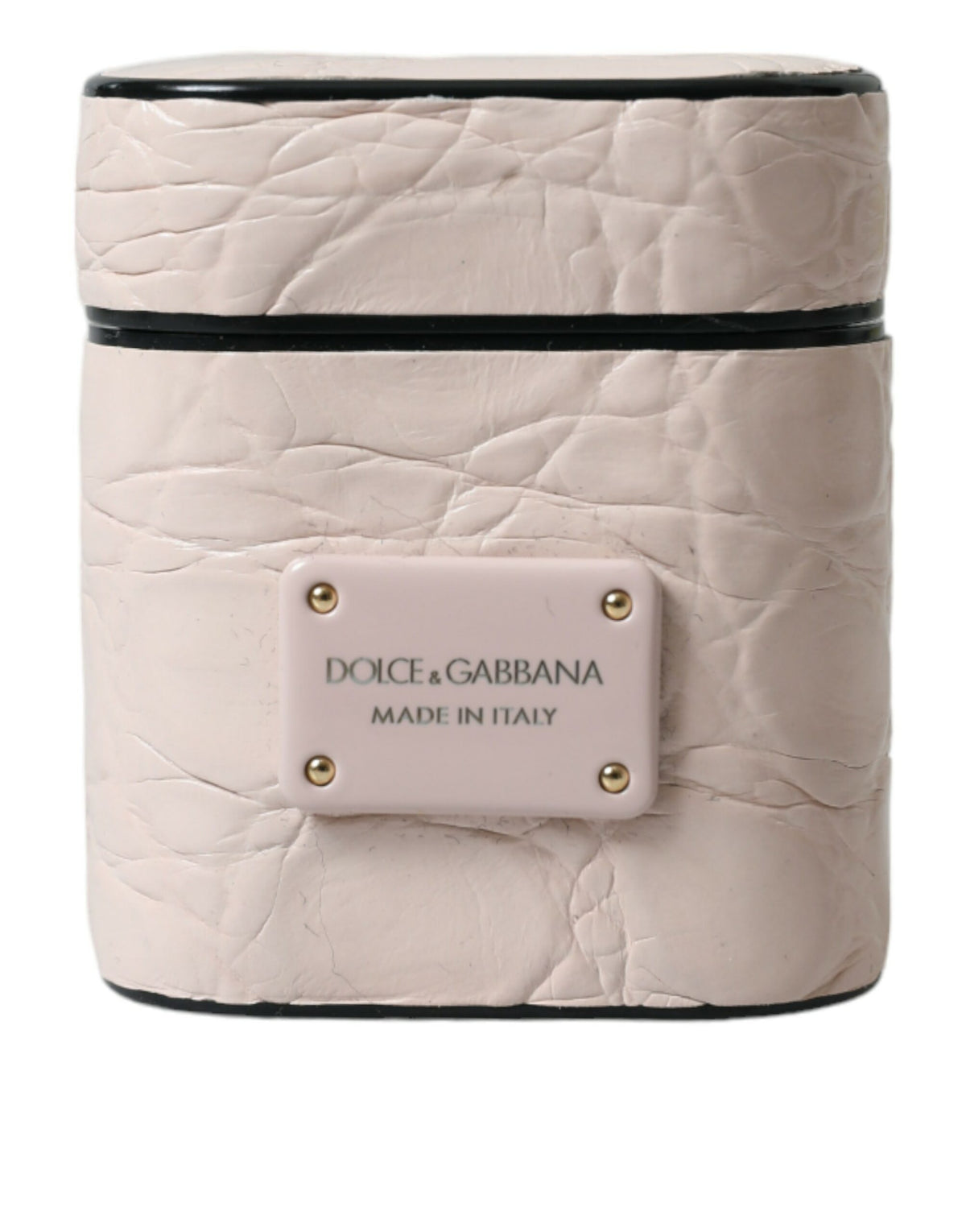 Dolce & Gabbana Étui Airpods en Cuir de Veau Rose Clair