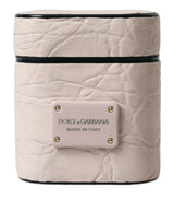 Dolce & Gabbana Étui Airpods en Cuir de Veau Rose Clair