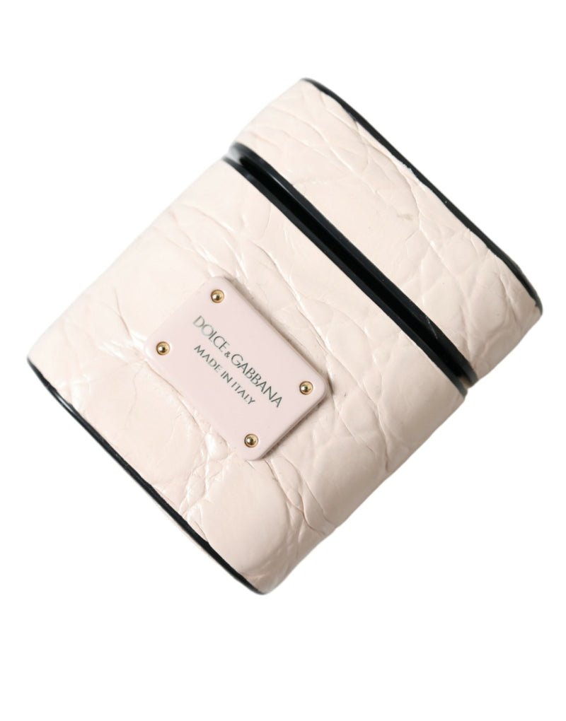 Dolce & Gabbana Étui Airpods en Cuir de Veau Rose Clair