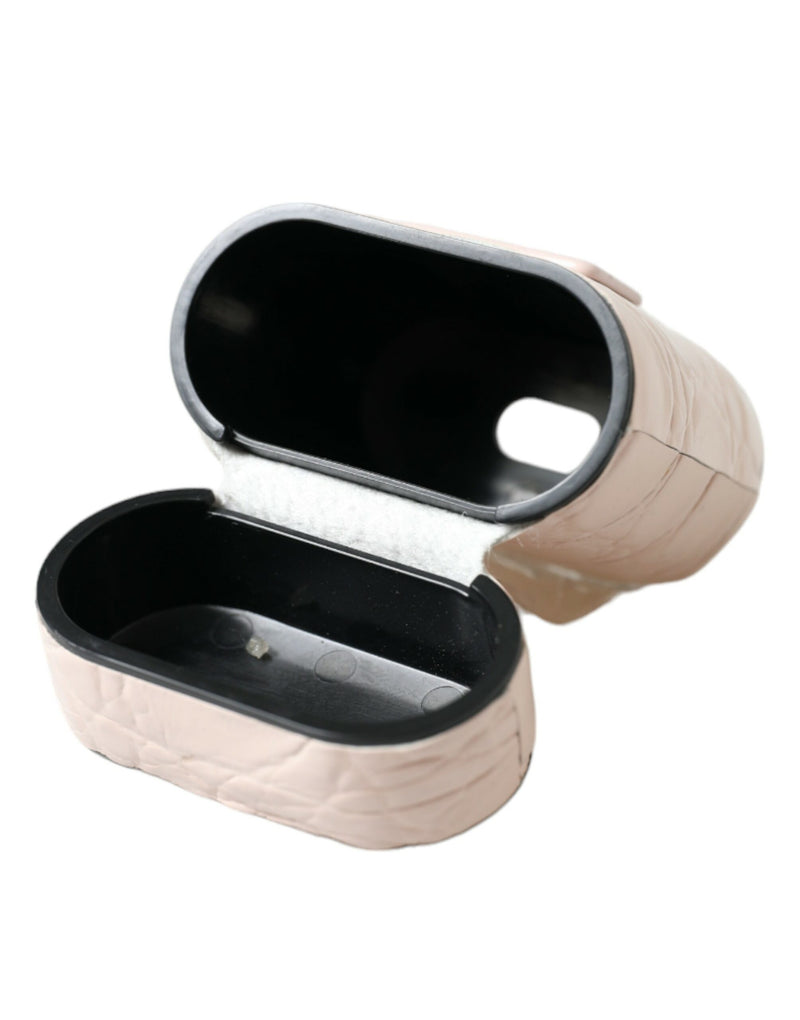Dolce & Gabbana Étui Airpods en Cuir de Veau Rose Clair