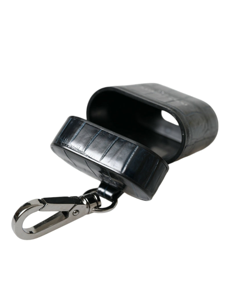 Dolce & Gabbana Black Crocodile Leather Airpods Case