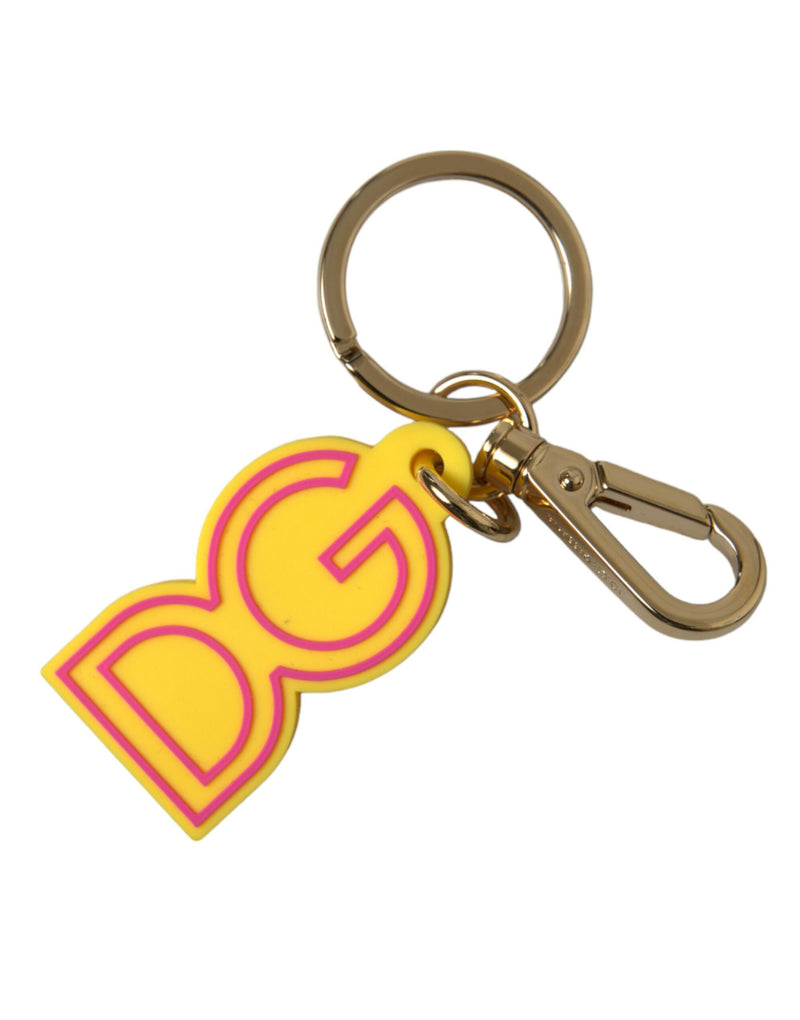 Dolce & Gabbana Yellow Rubber Gold Tone Metal DG Logo Keyring