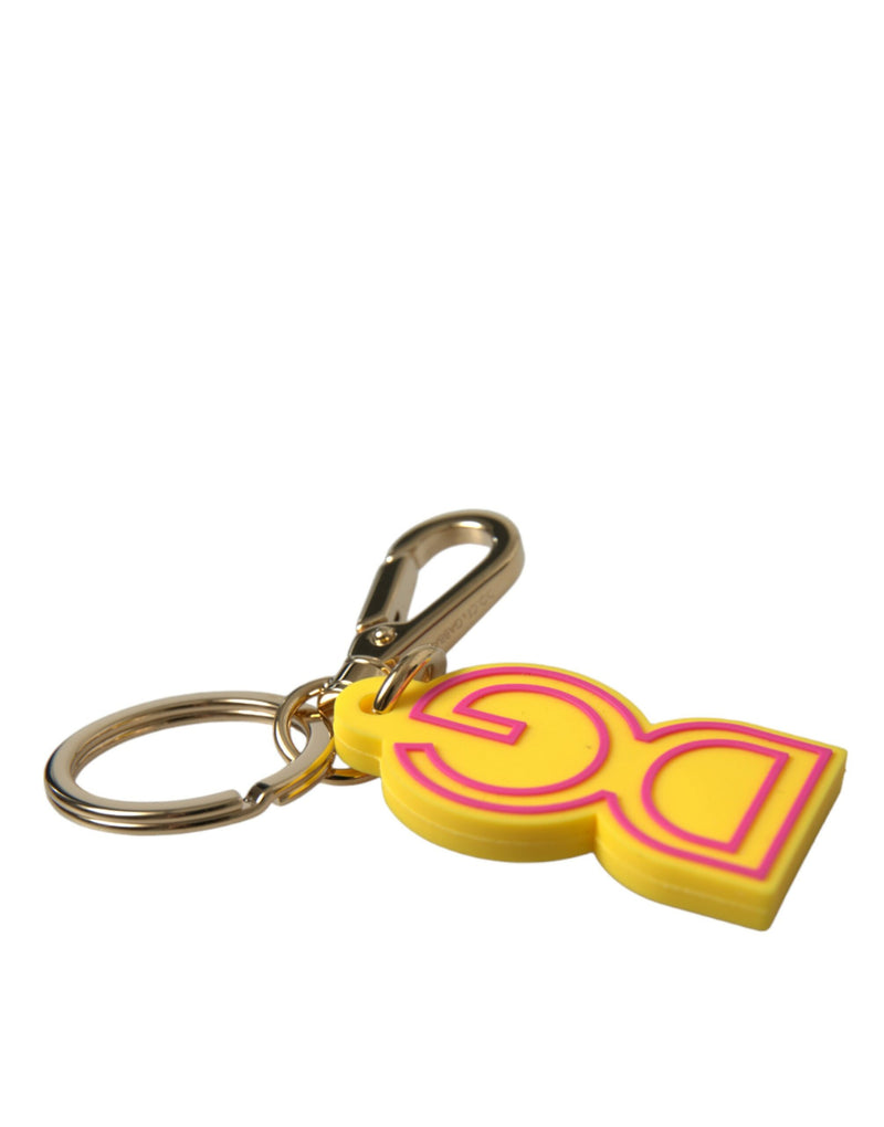 Dolce & Gabbana Yellow Rubber Gold Tone Metal DG Logo Keyring