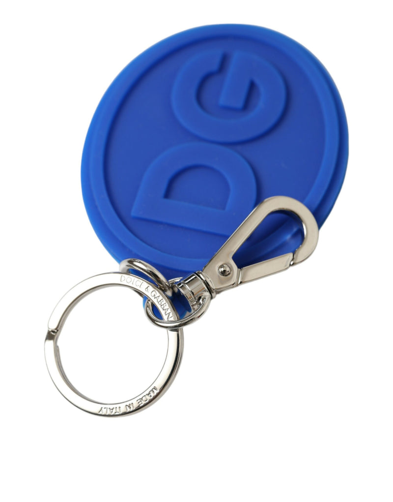 Dolce & Gabbana Blue Rubber DG Logo Keyring - Luxury Accessory