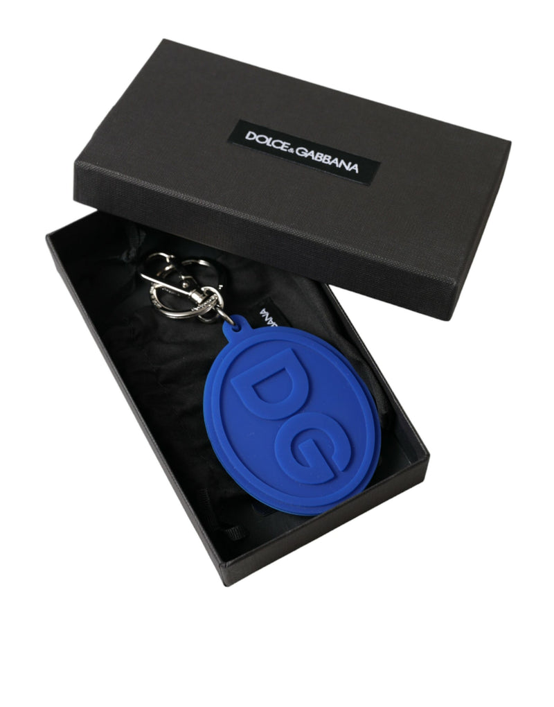 Dolce & Gabbana Blue Rubber DG Logo Keyring - Luxury Accessory