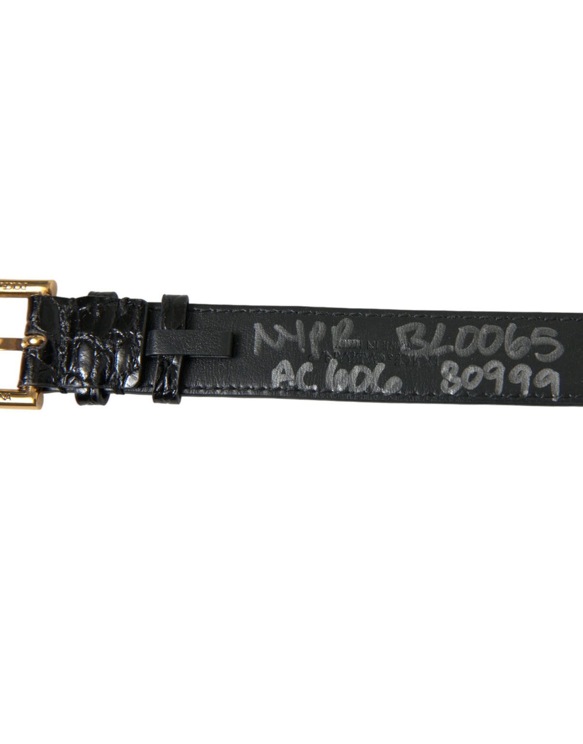 Dolce & Gabbana Black Textured Leather Armband with Gold Buckle