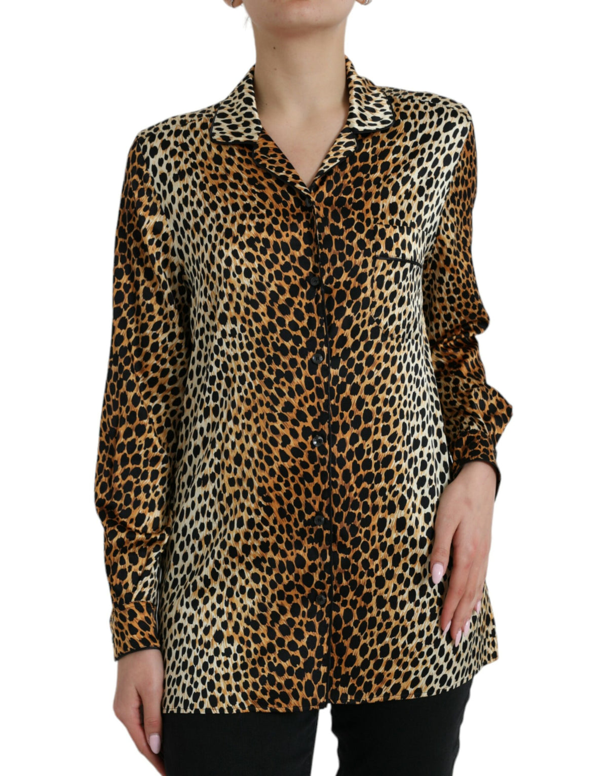 Dolce & Gabbana Blouse Longue à Imprimé Léopard Brun