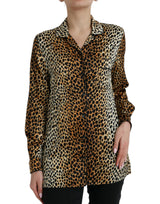 Dolce & Gabbana Blouse Longue à Imprimé Léopard Brun