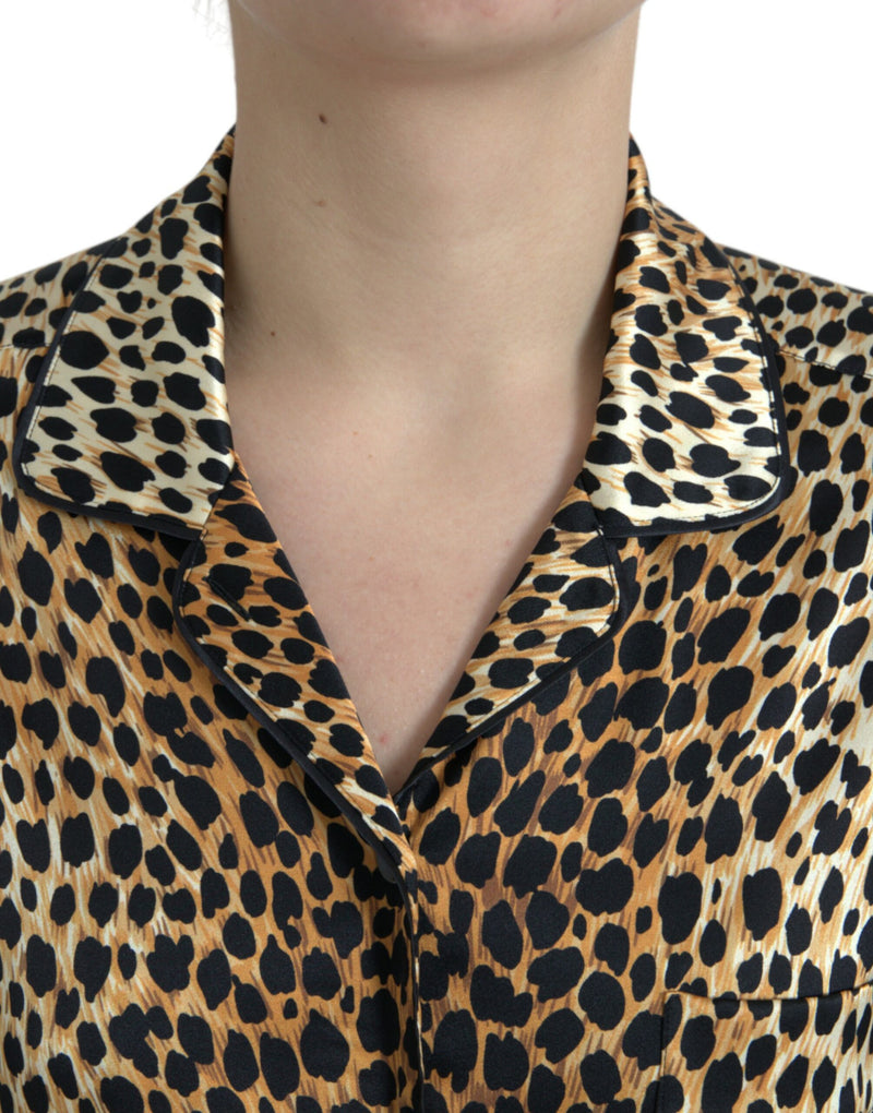Dolce & Gabbana Blouse Longue à Imprimé Léopard Brun