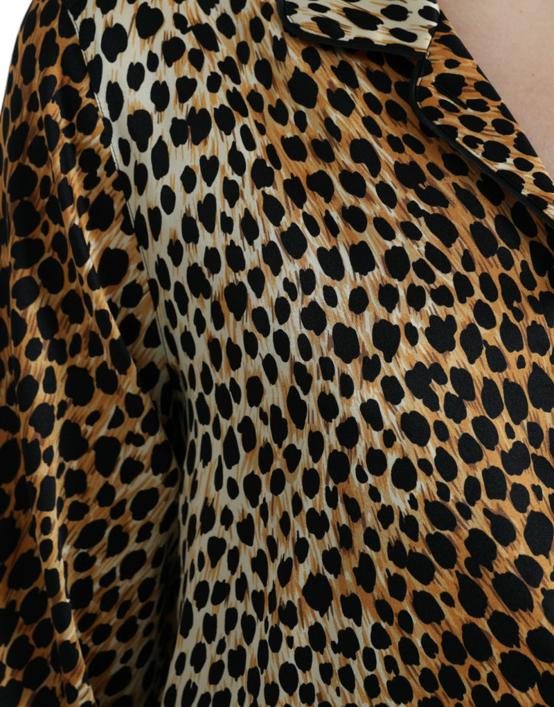Dolce & Gabbana Blouse Longue à Imprimé Léopard Brun