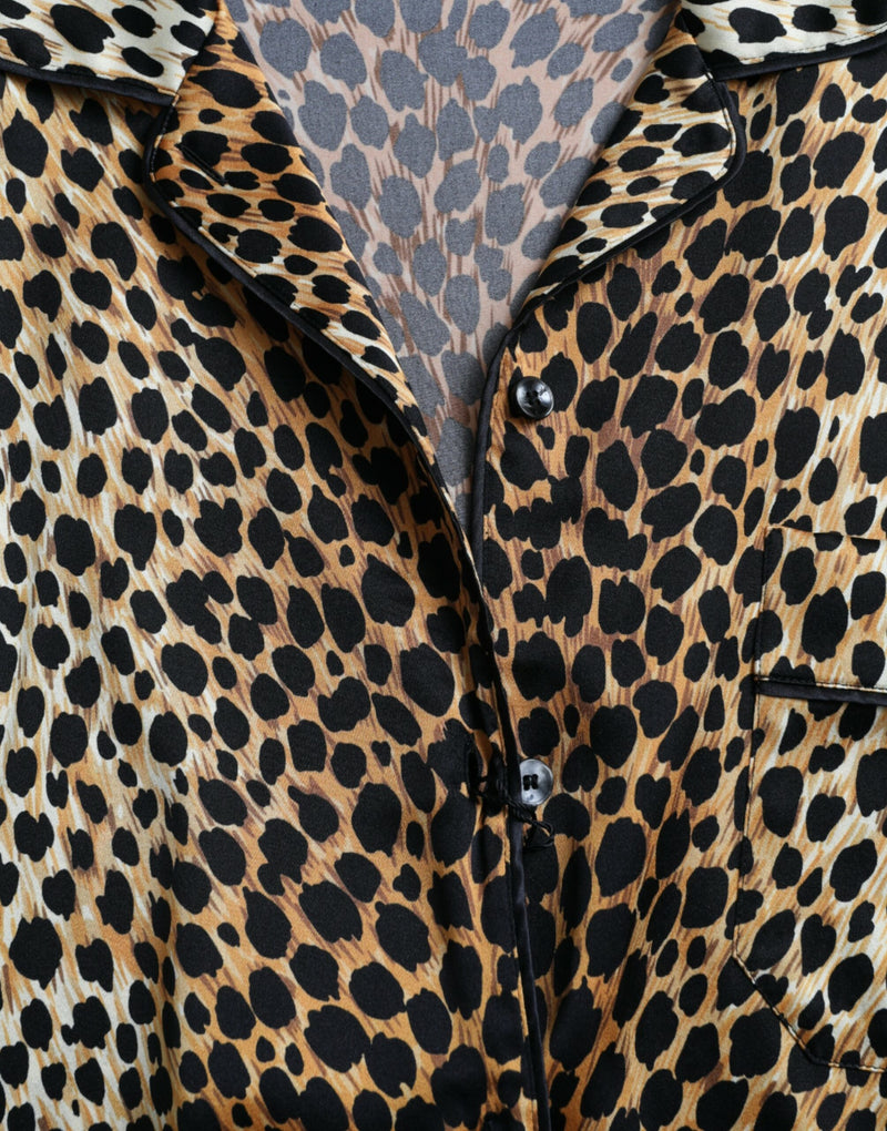 Dolce & Gabbana Blouse Longue à Imprimé Léopard Brun