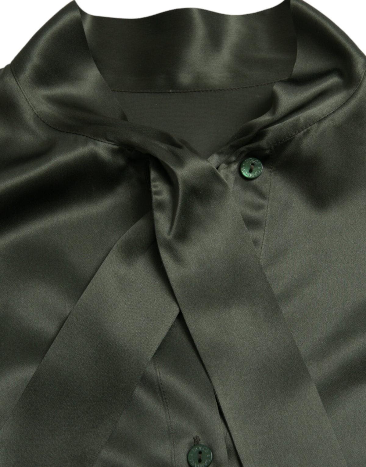 Dolce & Gabbana Blouse Top en Soie Grise à Manches Longues avec Col Ascot
