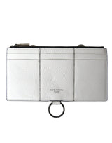 Grand portefeuille porte-cartes à bandoulière en cuir de veau blanc Dolce &amp; Gabbana