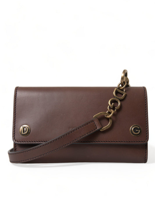Mini sac à bandoulière Dolce & Gabbana en cuir marron avec logo en relief pour homme